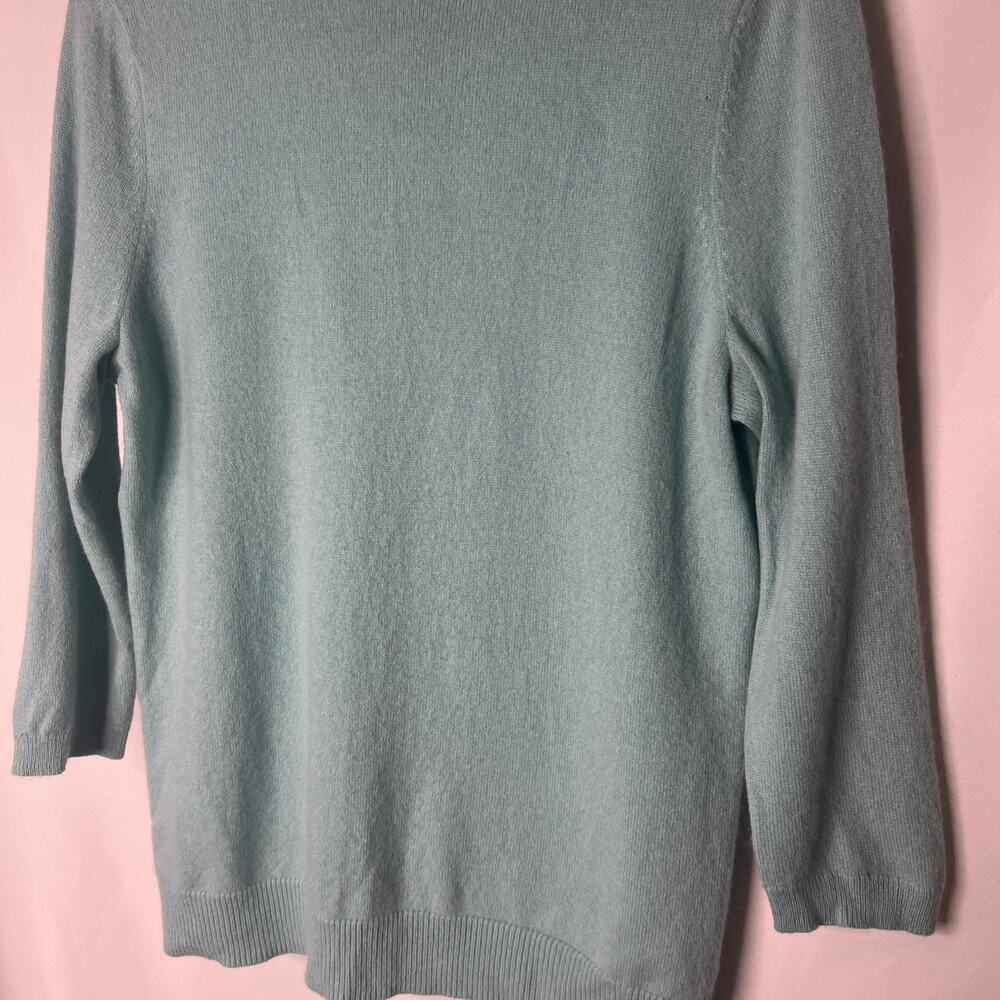 Talbots Womens Petite Large Sweater Pure Cashmere Color Mint Green Knit - Picture 3 of 9
